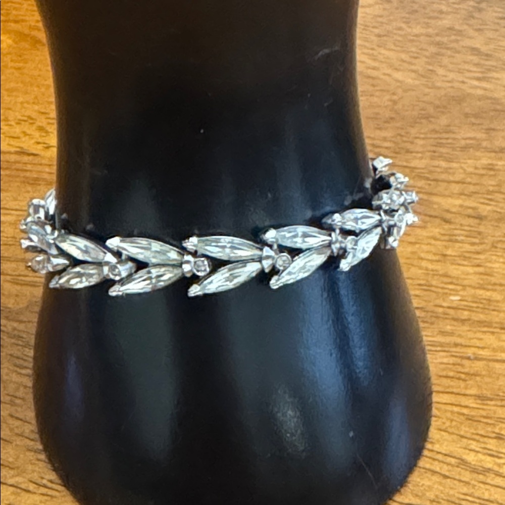 Vintage Clear Marquise Cut Rhinestone Bracelet